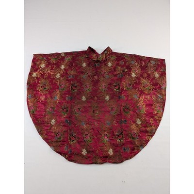 Antikes europäisches Seiden Blumen Brokat Cape Gewand 142x113cm