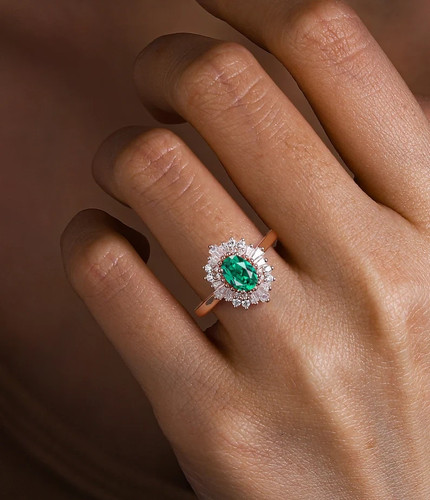 4.50 Ct Oval Cut Natural Emerald Diamond Wedding Ring 14K Rose Gold Size 7 - Picture 5 of 12