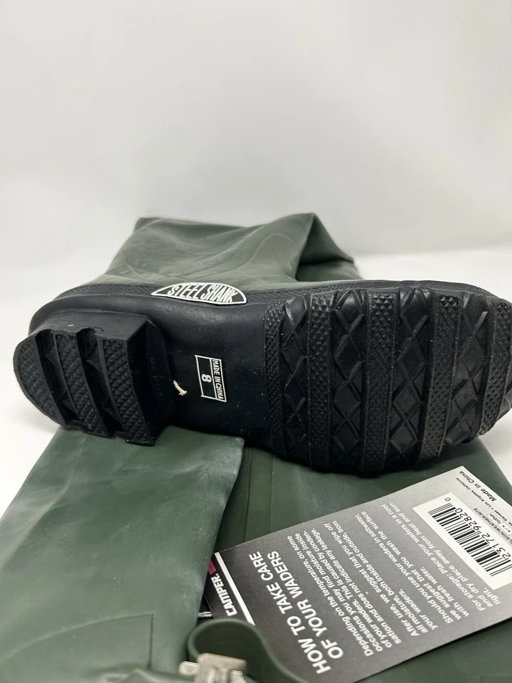 American Camper Vulcanized rubber hip Waders Waterproof size 8 Steel Shank Green - Image 2 of 4
