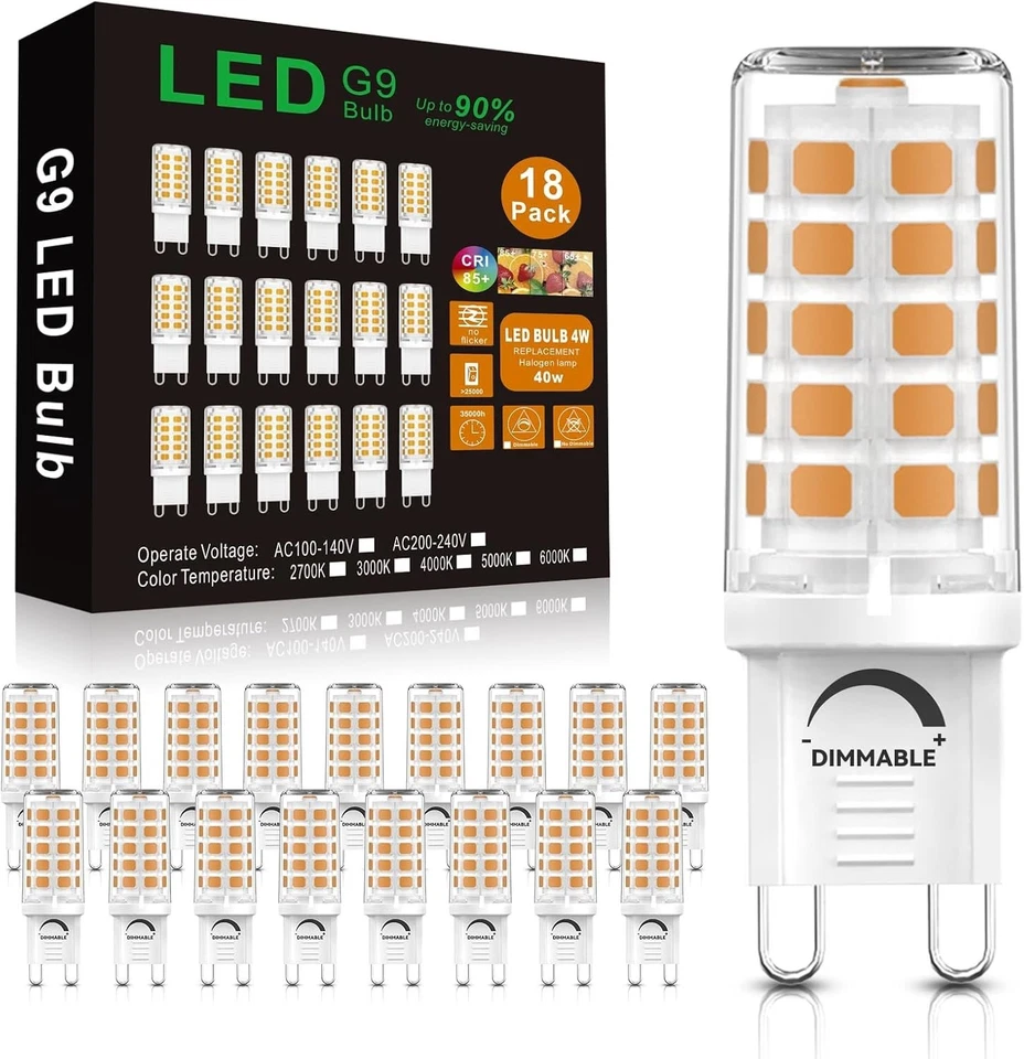 Dimmable G9 LED Bulbs 40W Equivalent - Soft White 2700K, 18 Pack for Chandeliers - Image 3 of 4
