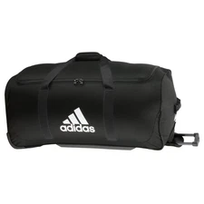 Adidas Team XL 2 Wheel Duffel Bag, Rolling Sports Suitcase - Black/White