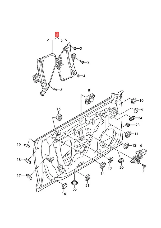 右前窗电源调节器 8W8837462 适用于奥迪 A5 RS5 S5 2017-2025 — 第 2/4 张图片