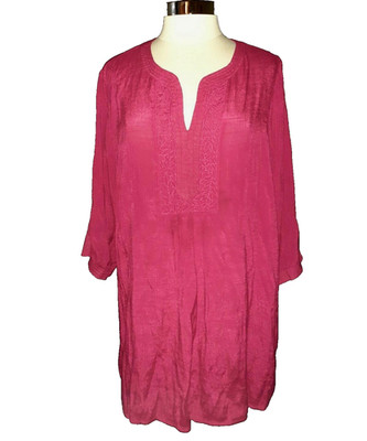 MAGGIE BARNES Plus Size 1X 18W 20W Blouse Shirt Top Pink 