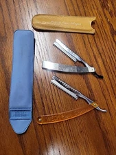 Vintage Weck Hair Shaper Straight Razor Lot Of 2 With Sheaths