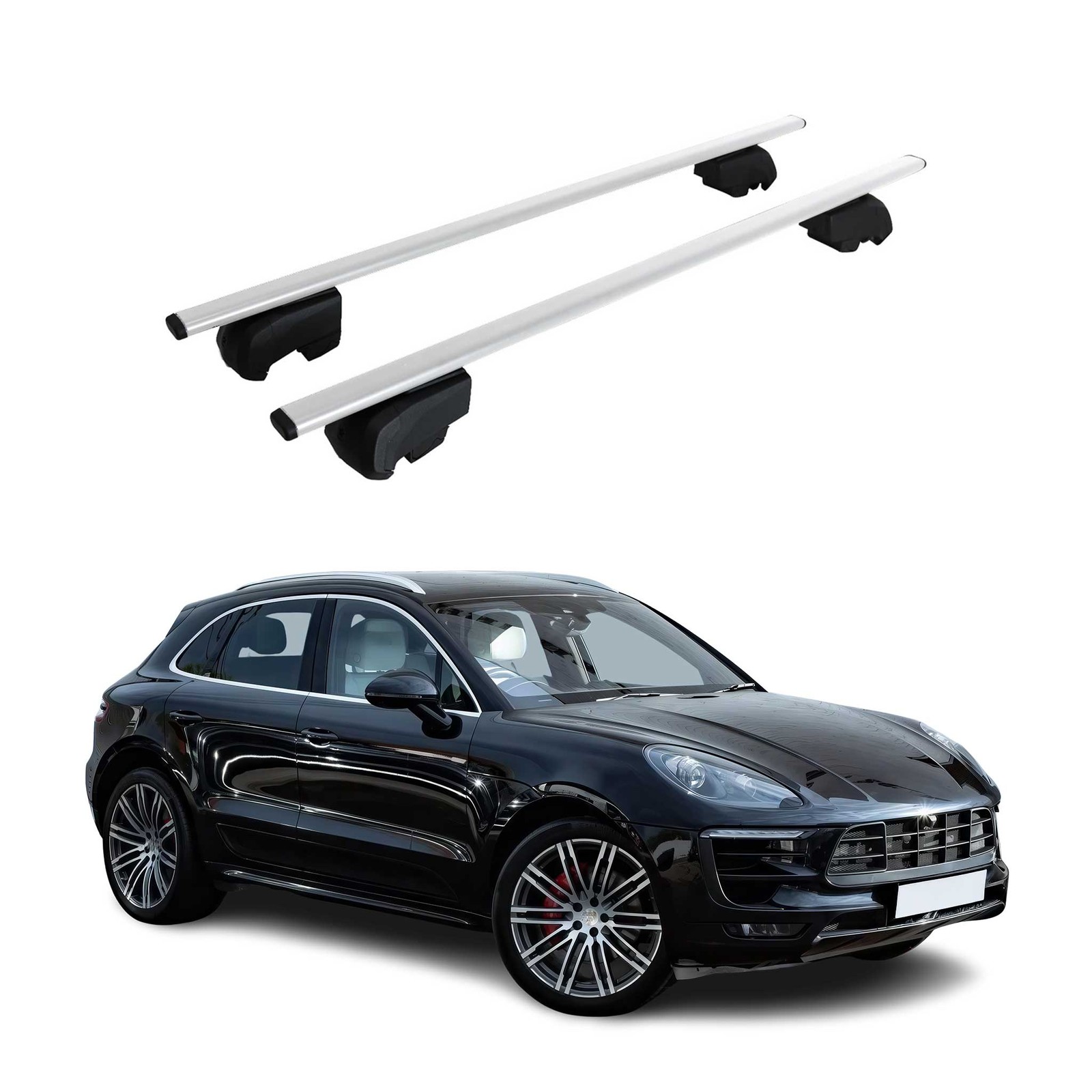 Barres de toit Porsche Macan en fer argent pour modèles 2014 à 2023