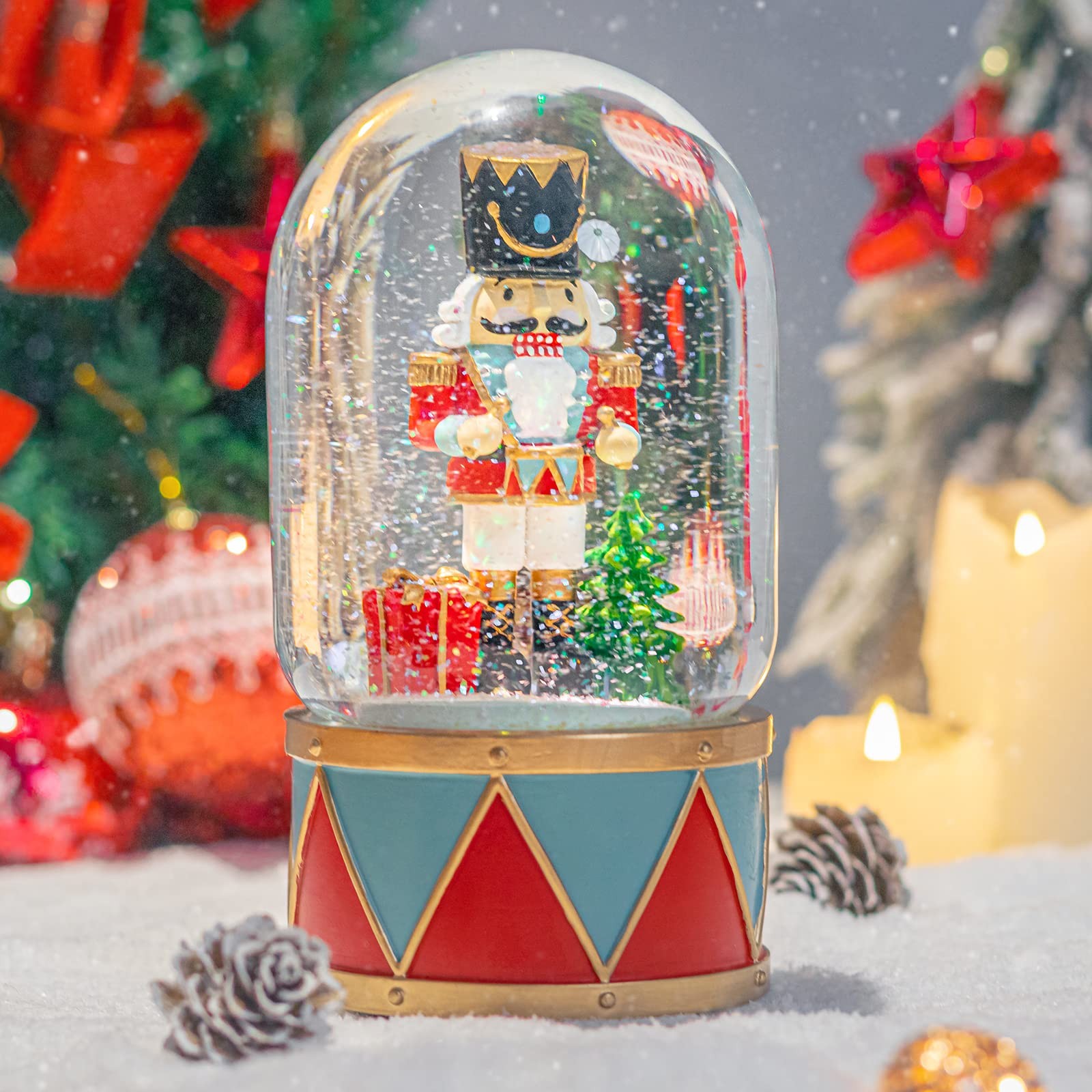 Christmas Snow Globes, Nutcracker Snow Globes with Music Lighted Swirling Gli...