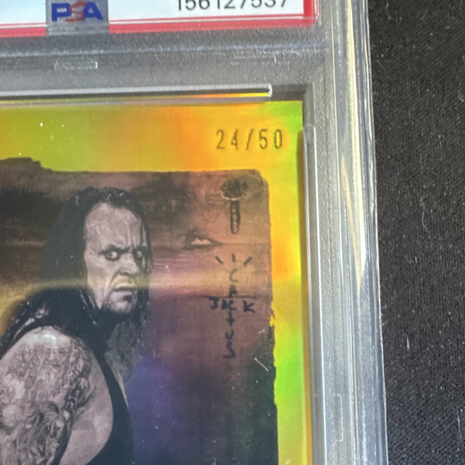 2025 Topps Chrome WWE x Cactus Jack Undertaker Rodeo Rebels RDR-3 Gold /50 PSA 8 view 2