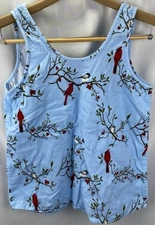 Vermont Country Store Women’s M Red Cardinal Sleeveless Cotton Flannel Tank Top