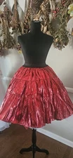Vintage Red Lamè Swing Skirt As Is