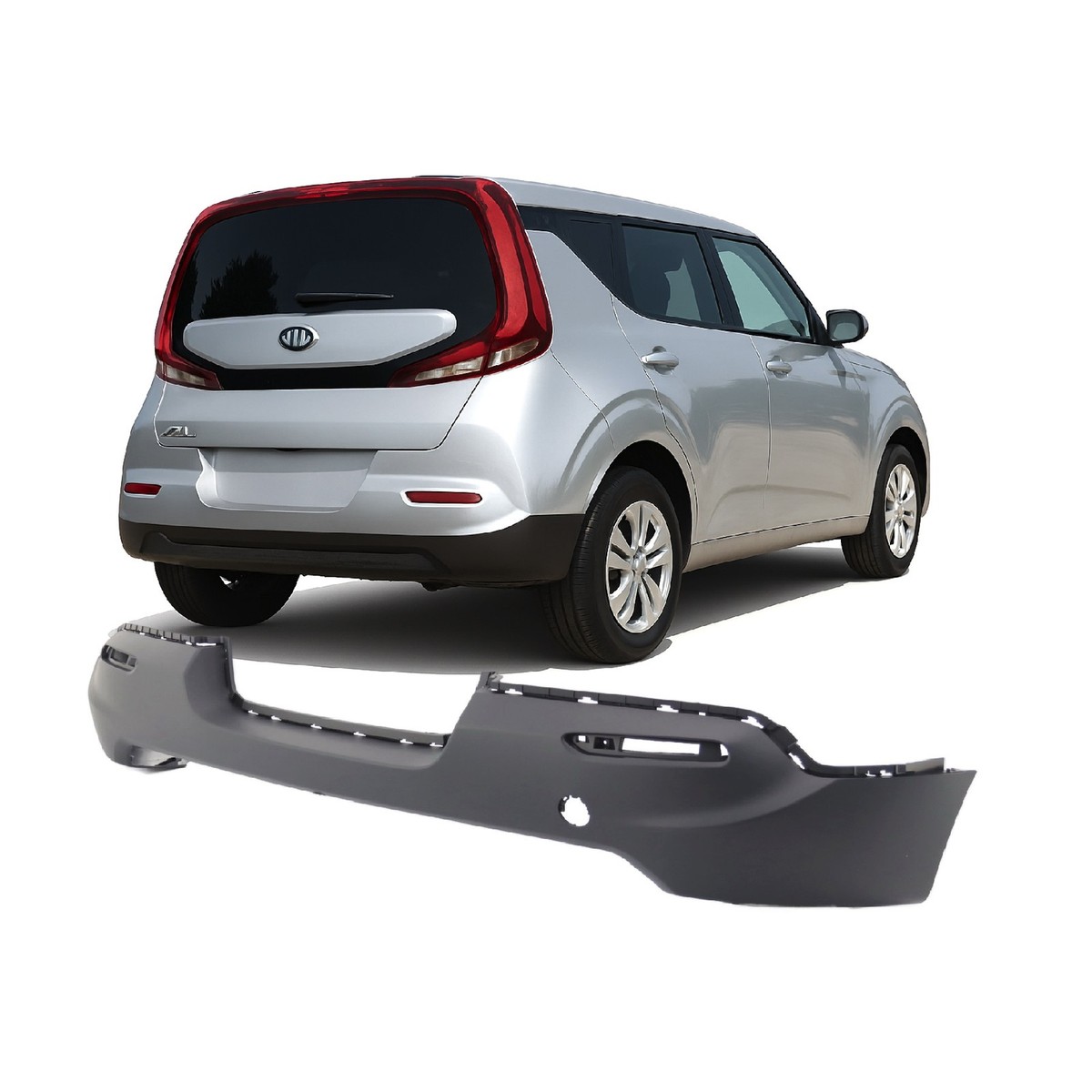 Primed Rear Lower Bumper Cover for 2020-2021 Kia Soul EX LX S X