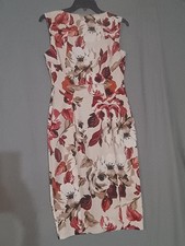 Enfocus Studio Floral Sheath Crew Neck Dress Women 5 XS White Floral Sleeveless 