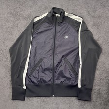 VTG Nike Track Jacket Full Zip Size Medium Black/Gray High Neck Athletic Wearing