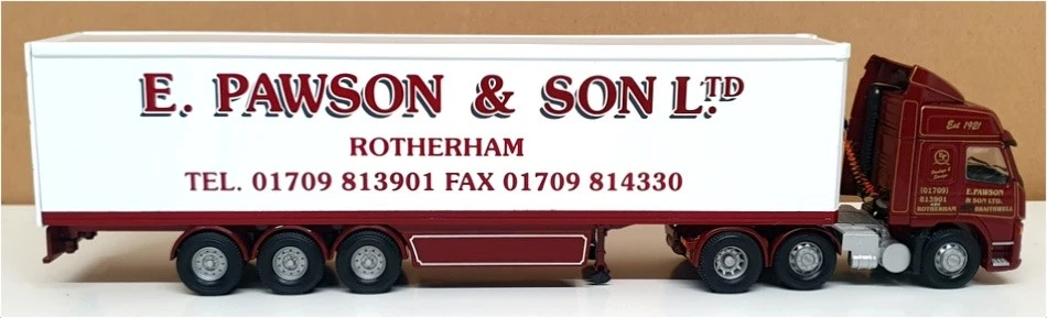 Corgi 1/50 Scale CC13506 Volvo FM Box Trailer E. Pawson & Son Ltd - Maroon/White - Image 3 of 4