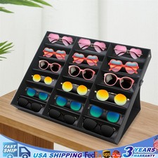 18 Slot Sunglasses Glasses Display Case Organizer Eyewear Storage Tray Box Black