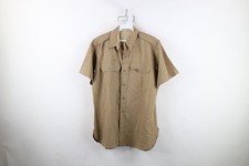 Vintage 40s World War II Mens 15.5 33 Wool Gabardine Military Field Button Shirt