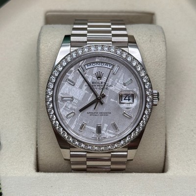Rolex Day-Date 40 NEW 2025 Meteorite Baguette Diamond White Gold President