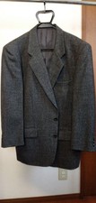 Mens 100 Wool Tailored Blazer Black Patterned Winter 2 Button Size L Classic