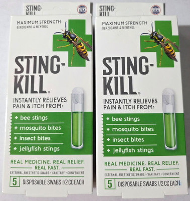 Sting-Kill Maximum Strength Insect Bite, Bee Jellyfish Stings Exp:8/26 (2Packs)