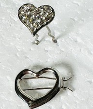 Hearts Silver Tone Hair Clip And Barrette Lot Of 2 VTG