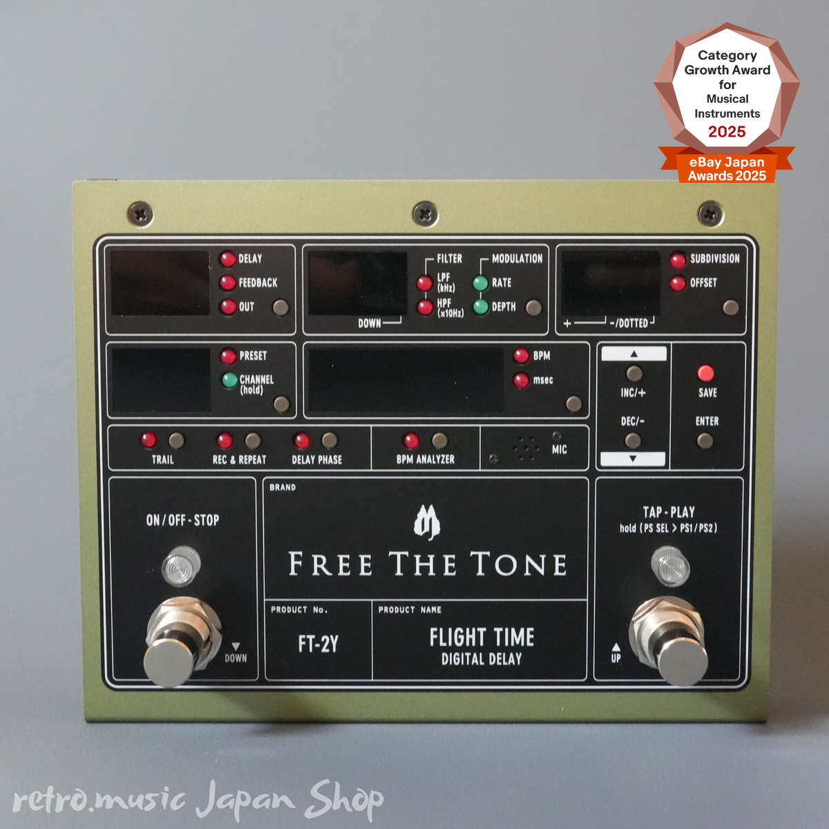 Free The Tone FT-2Y FLIGHT TIME Digital Delay Guitar Effects Pedal