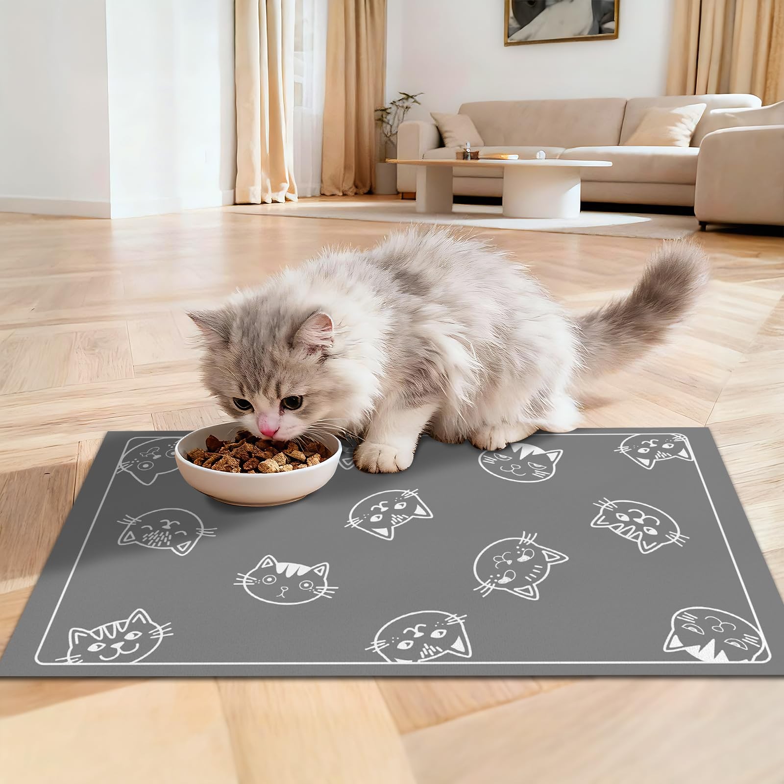 Mat, Stain-resistant Dog Cat Feeding Mat, Non-slip Super A...