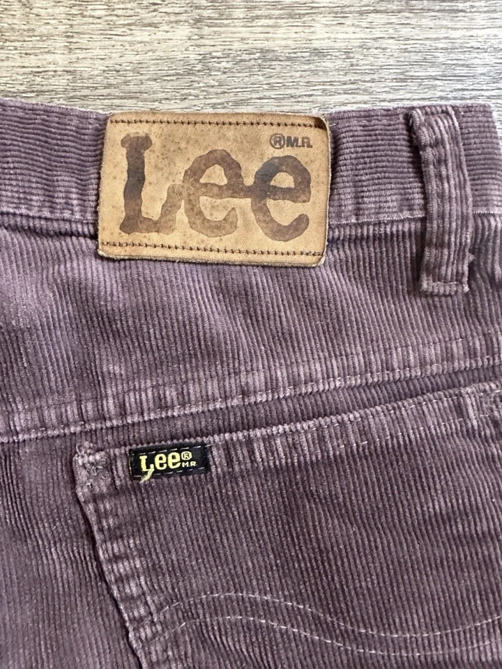 Pantalones de pana Lee vintage 28x32 ciruela tiro medio rectos años 60 70 80 retro MCM Foto 4 de 4