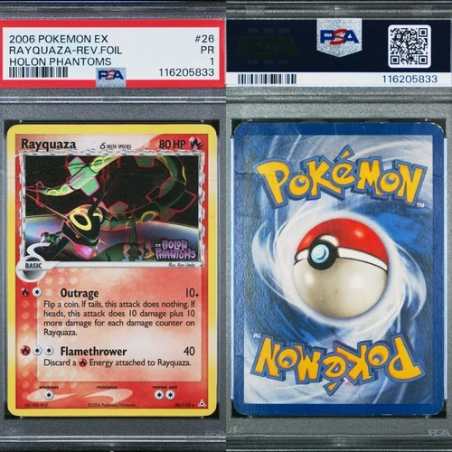 🔥 PSA 1 RAYQUAZA REVERSE FOIL | EX HOLON PHANTOMS 26/110🔥