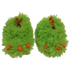 Infant Boys Girls Fuzzy Plush Green Monster Claw Slippers