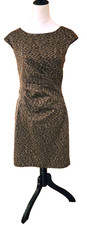 Calvin Klein Women's-10 Brown & Black Sheath Dress Cap Sleeve Twisted Waist