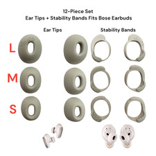 Bose QC Earbuds 2024 Replacement Ear Tips Stability Bands Set - White Smoke