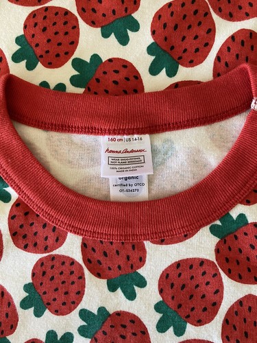 Hanna Andersson Strawberry Jam Organic Cotton Pajama Top Long Sleeve 160 14/16 - Picture 3 of 12