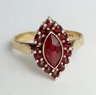 Vintage ring Gilt Sterling Silver G 925 Pyrope Garnet Czech Jewelry size 6.75