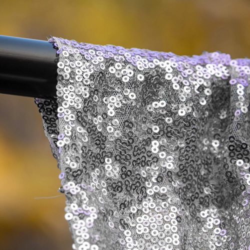 Silver Sequin Backdrop Curtains 4Ft X 6.5Ft 1 Panel Glitter Photo Booth Backdrop - Picture 5 of 12