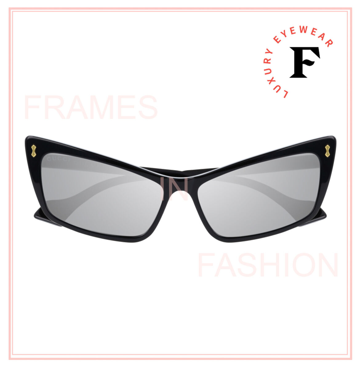 GUCCI 0626 Black Silver Mirrored Slim Cat Eye Fashion GUCCI 0626 Black Silver Mirrored Slim Cat Eye Fashion