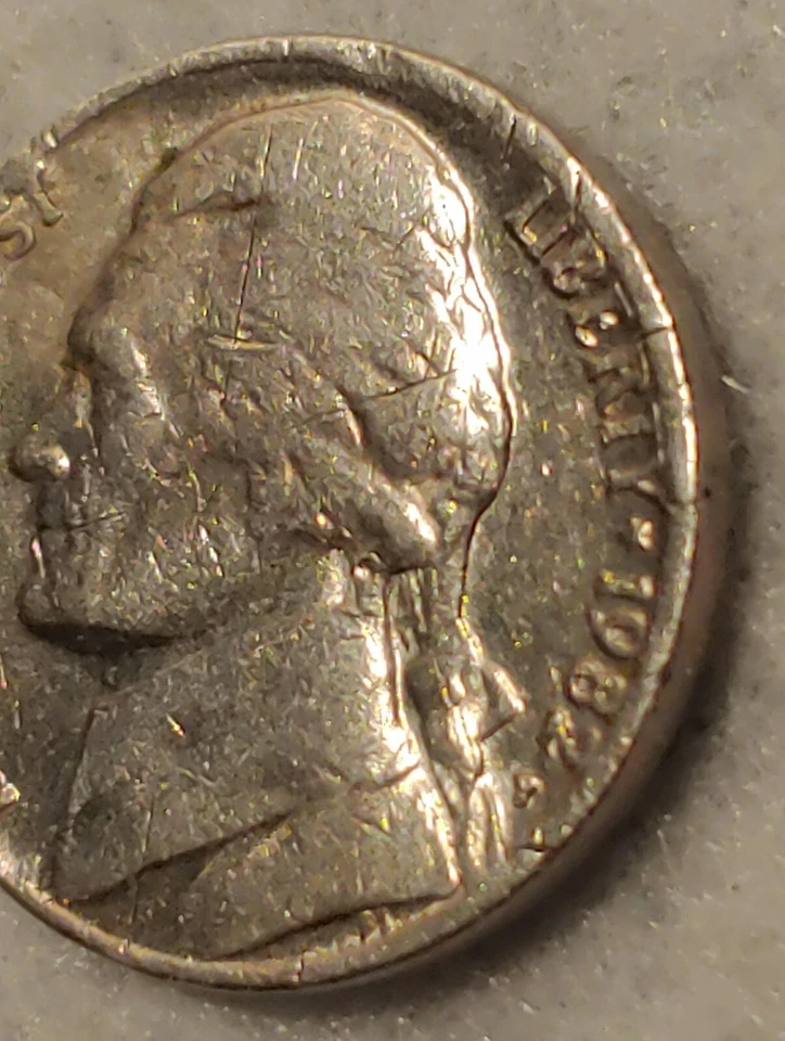 1982 P Jefferson Nickel ERROR COIN DEFORMED  D -VERY RARE - Ungraded, Circulated - Image 3 of 4