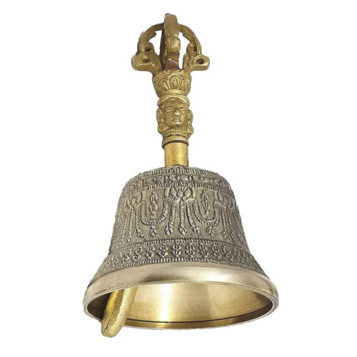 Ashtadhatu campana del tempio ottone Ghanti per casa grandi oggetti decorazione vastu antico - Foto 1 di 5