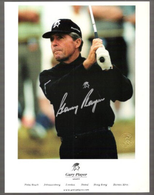 GARY PLAYER HAND SIGNED 8x10 COLOR PHOTO+COA       FEW SMALL BENDS+DISCOUNTED