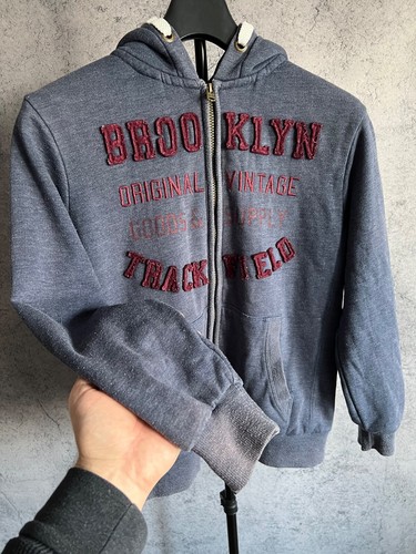 Y2K Fur Full Zip Hoodie 2000s Blue Sun-Faded Herren Gr. XS Hype - Bild 17 von 21