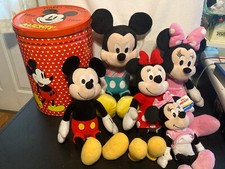 Mickey Minnie Mouse Plush Lot of 5 with Vintage 1988 Happy Birthday Tin