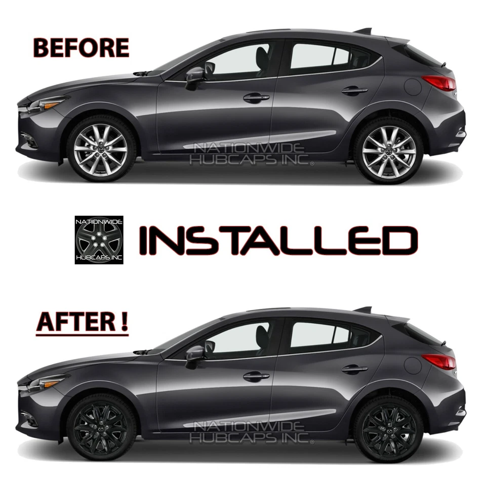 4 черных 18-дюймовых колпака ступицы колпаки обода для Mazda 3 Grand Touring 2017 2018 годов выпуска - Изображение 3 из 4