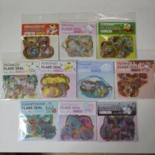 LOT OF 10: Sanrio Japan Flake Seal Stickers Hello Kitty, Kuromi, Cinnamoroll etc