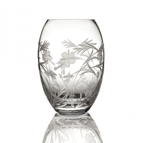 Meadow Flower Barrel Vase - Kristallglas mit Wiesenblumen Muster