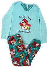 Disney Sleepwear Girls Fleece Pajama Set Multicolor Size S 4-6 Little Mermaid