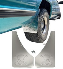 Universal Mud Flaps Stainless Steel Skulls Style Splash Guards 2pcs New