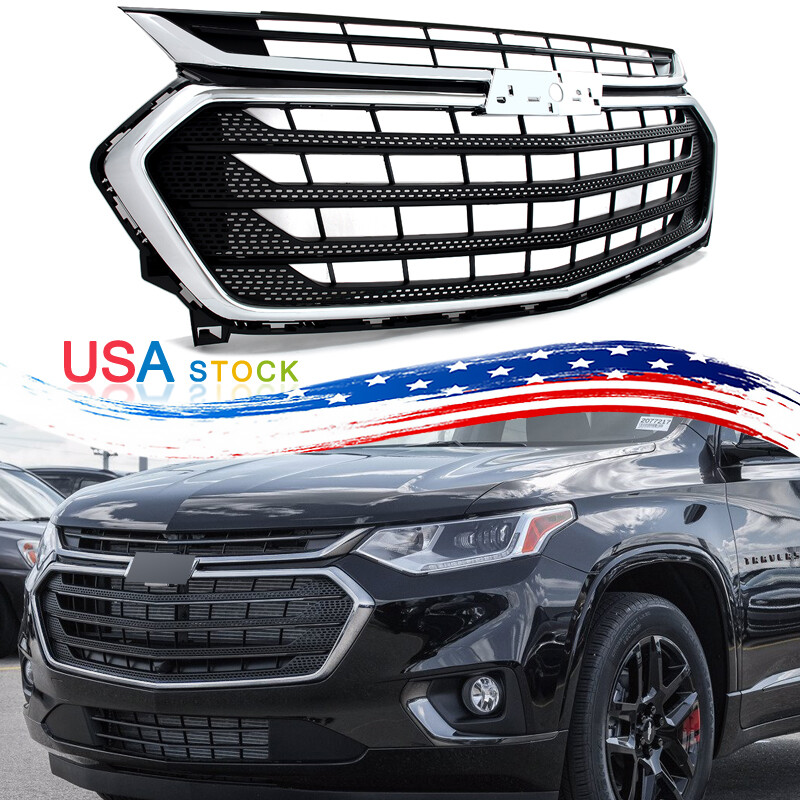 Front Bumper Upper Grille US Chrome+Matte Black For 2018-2021 Chevrolet Traverse