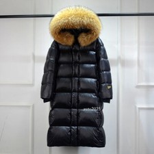 New Long Puffer Jacket Women Thickness Fur Hooded Loose 90 Duck Down Coat Snow