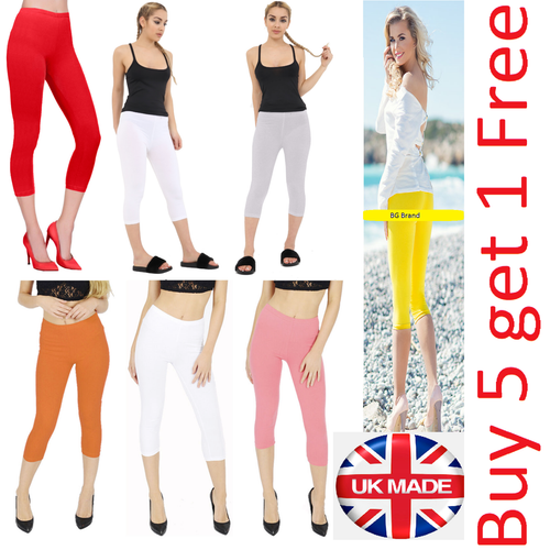 Womens 3/4 Length Cropped Leggings Plus 