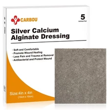 Silver Calcium Alginate Wound Dressing with Ag 4'' x 4'' Patches5 Indi...