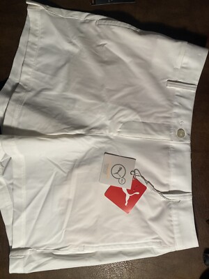 Puma Classic White Scoop Shorts Size 6 Dry Cell Sport Lifestyle Golf Tennis New.