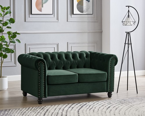 Chesterfield Sofa Velvet 3 2 Seater Couch Tufted Suite Studded Scroll Arms - Picture 47 of 66